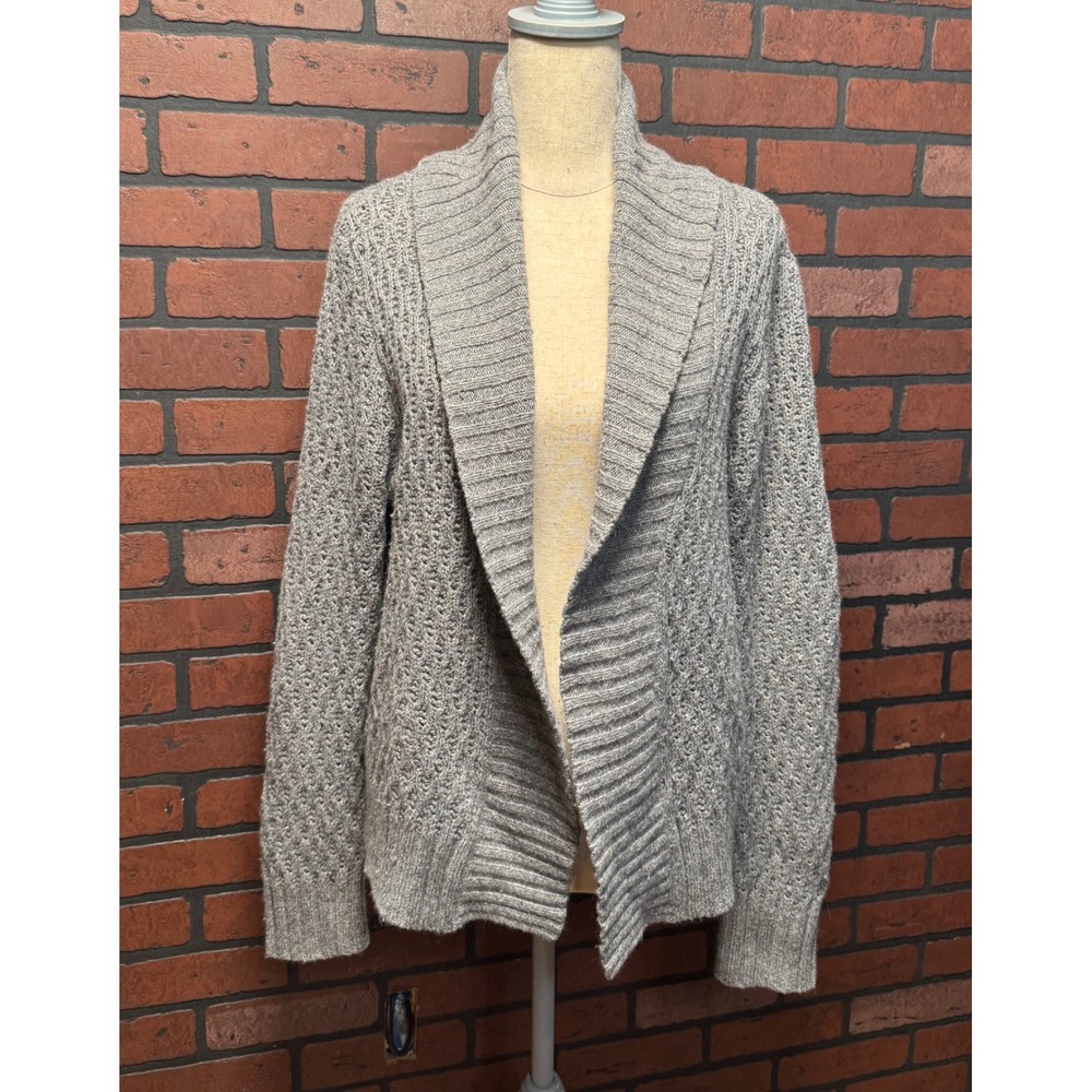 Aeropostale Rabbit Hair Blend Cable Knit Cardigan Shawl Gray Sweater Wmns XL VTG